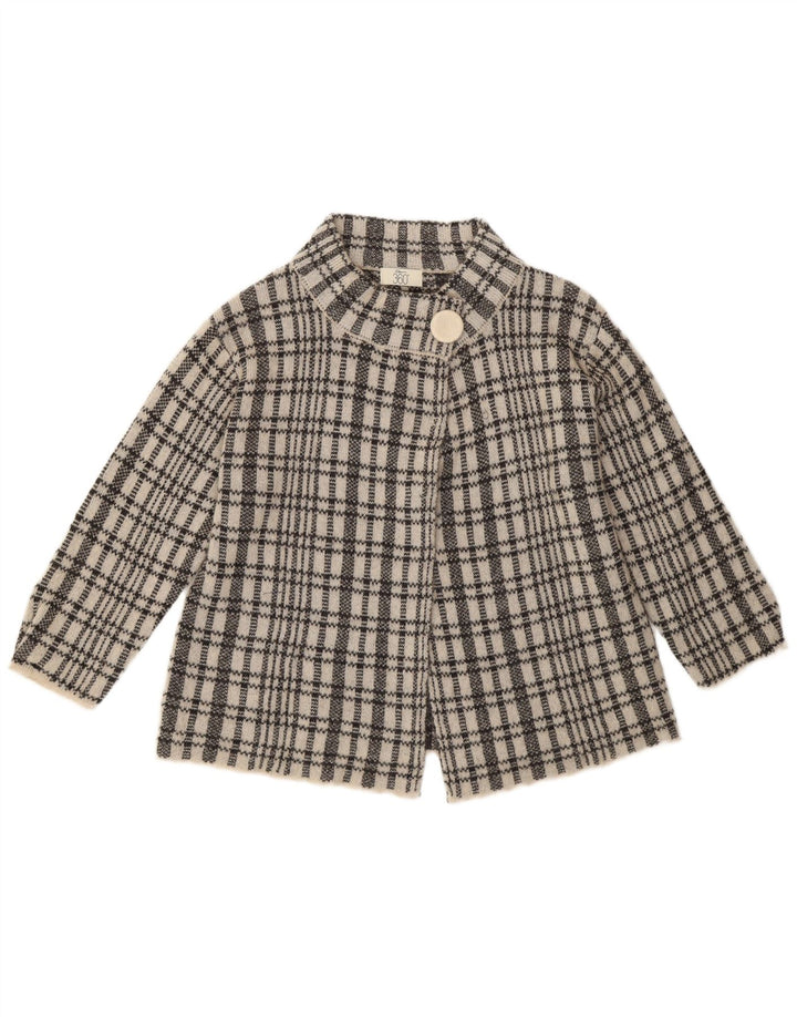 vintage Femmes 3/4 Manches Cardigan Pull UK 12 Medium Blue Check