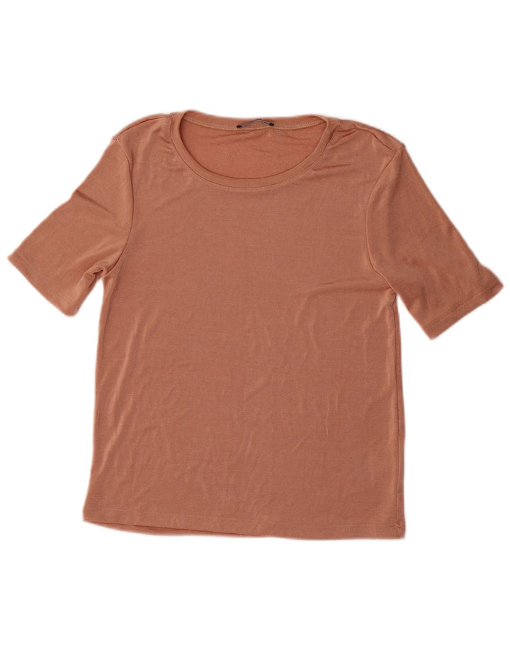 Zara Femme T-Shirt Top UK 12 Rose Moyen Polyester