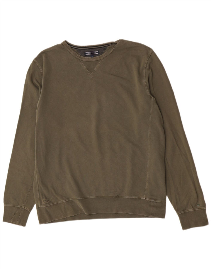 Tommy Hilfiger Sweatshirt Jumper XL Kaki Coton Homme