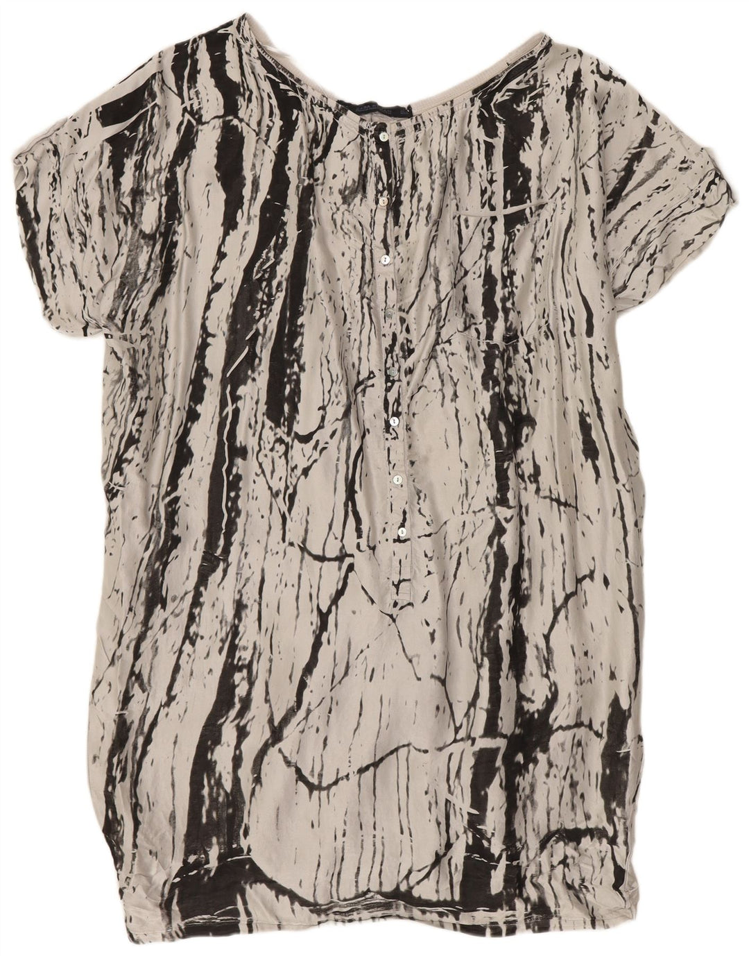 Zara Robe bulle surdimensionnée à motif abstrait pour femme UK 14 en soie gris moyen