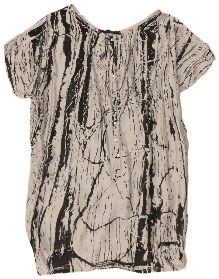 Zara Robe bulle surdimensionnée à motif abstrait pour femme UK 14 en soie gris moyen