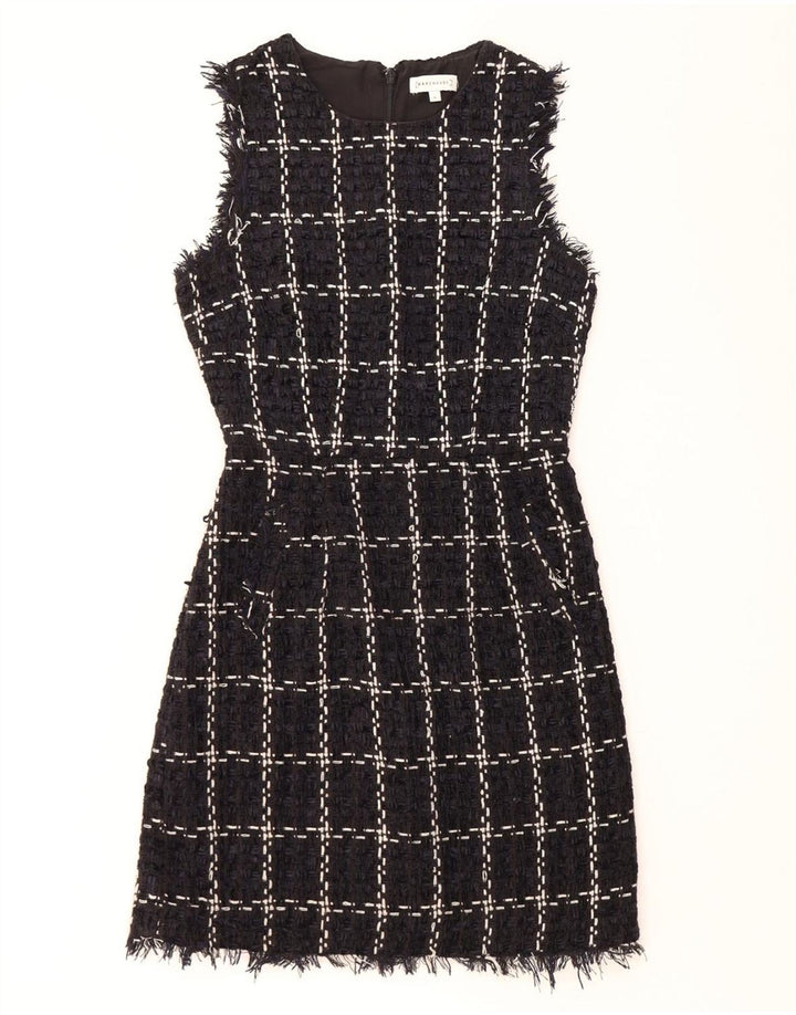 WAREHOUSE Robe fourreau sans manches pour femme UK 8 Petit carreaux bleu marine