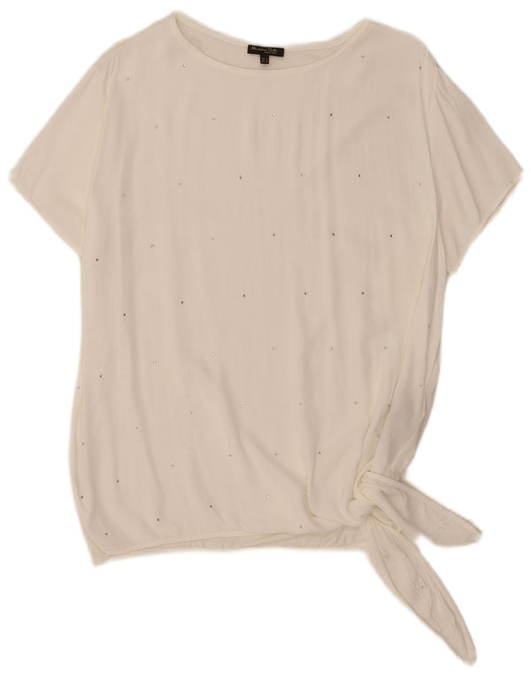 Massimo Dutti Chemisier Femme UK 18 XL Blanc Viscose