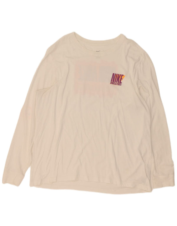 Nike Haut graphique Dri Fit à manches longues pour homme en coton blanc 2XL