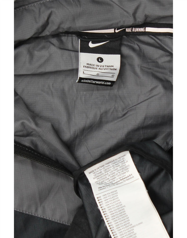 NIKE Veste de pluie à capuche pour homme UK 40 Large Noir Colourblock Polyester