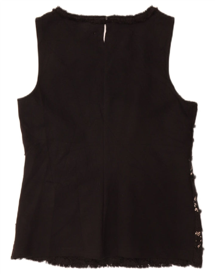 J. CREW Chemisier sans manches pour femme UK 10 Petite viscose florale noire