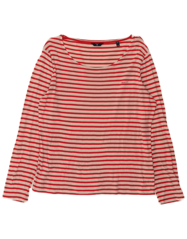 Gant Femme Top Manches Longues UK 20 2XL Rouge Rayé Coton