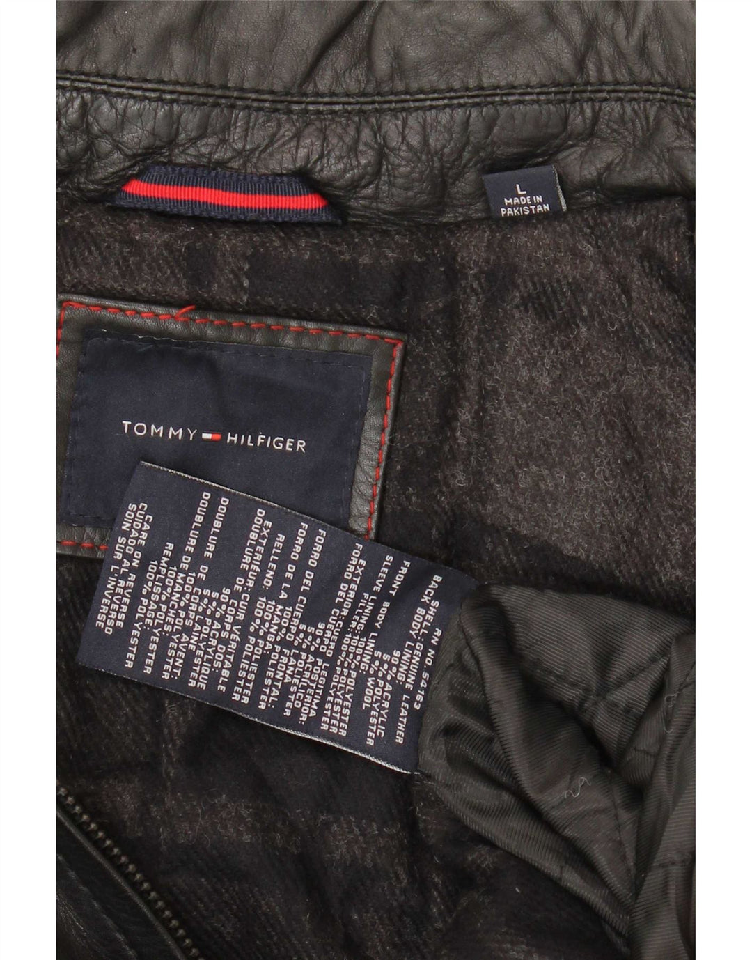 Tommy Hilfiger Veste en cuir militaire pour homme UK 40 Large Noir