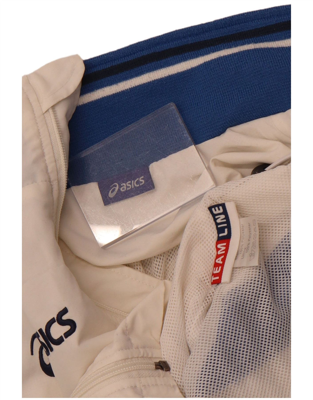 Asics Veste de survêtement graphique pour hommes, grand, blanc, color block, polyester