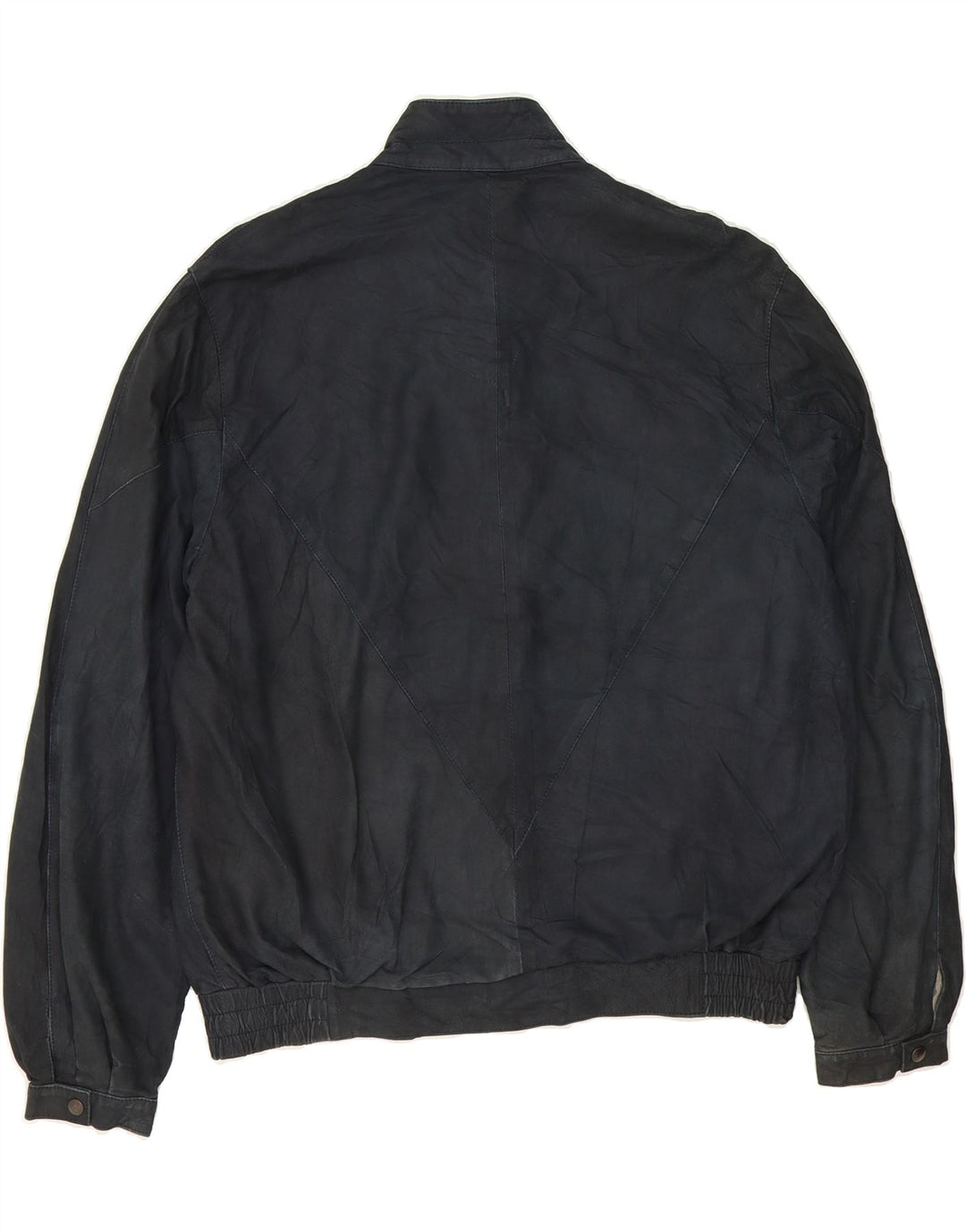 VINTAGE Mens Leather Jacket IT 50 Large Navy Blue Leather Vintage Vintage and Second-Hand Vintage from Messina Hembry 