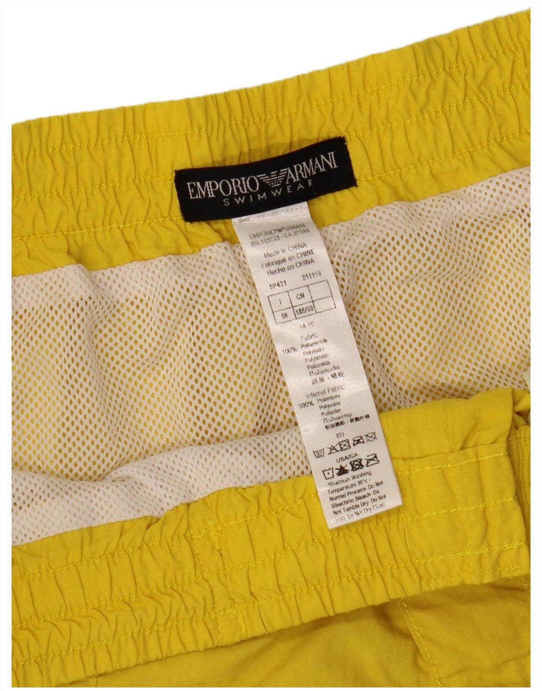EMPORIO ARMANI Short de Bain Graphique IT 56 XL Homme Jaune Polyamide