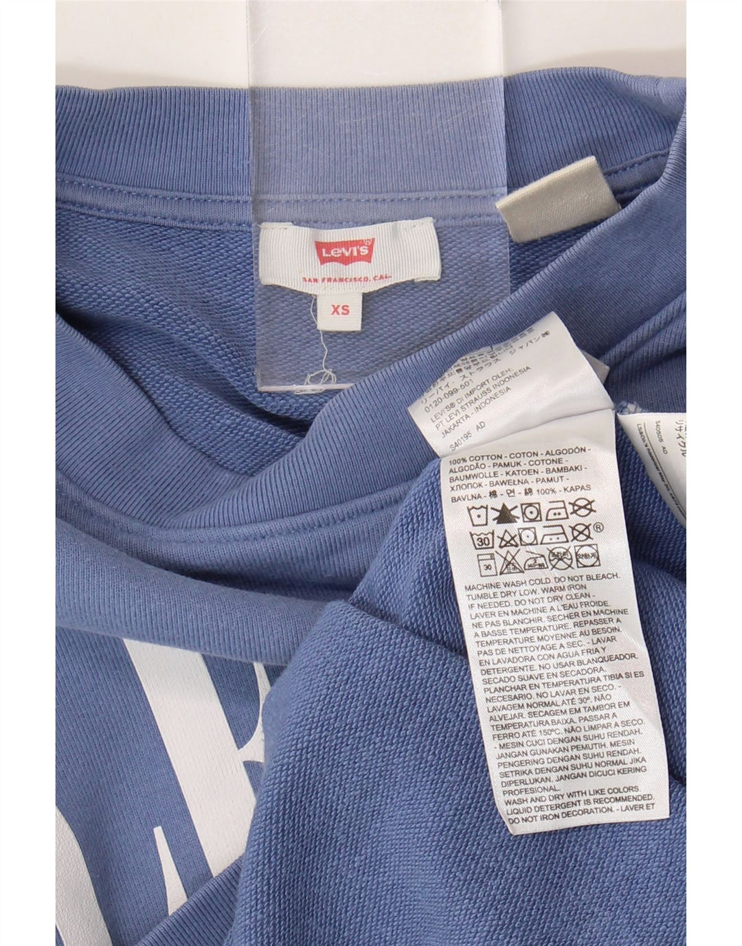 Levi's Sweat-Shirt Oversize Graphic Crop Femme UK 6 XS Bleu Coton