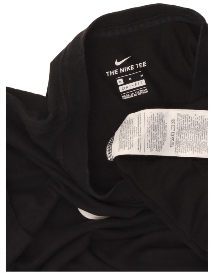 Nike T-shirt graphique Dri Fit pour femme UK 14 en coton noir moyen