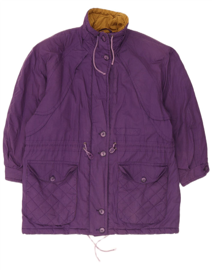 vintage Femmes Surdimensionné Coupe-Vent Manteau UK 14 Grand Violet Polyester