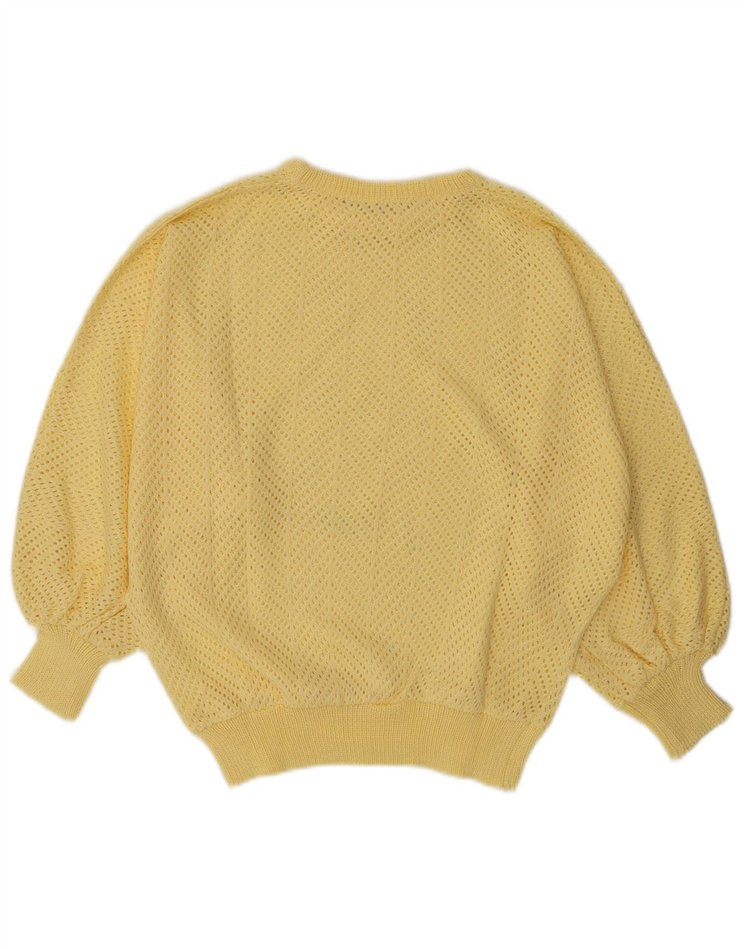 VINTAGE Pull ras du cou pour femme UK 14 Jaune moyen
