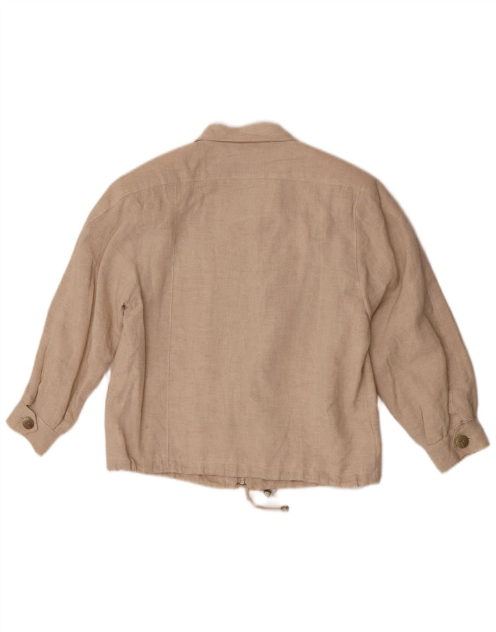 vintage Femme Veste Bomber Oversize IT 34 2XS Lin Beige
