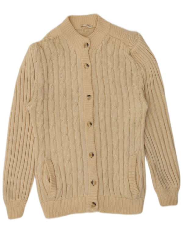 Elle Erre Womens Cardigan Sweater UK 14 Large Beige Laine