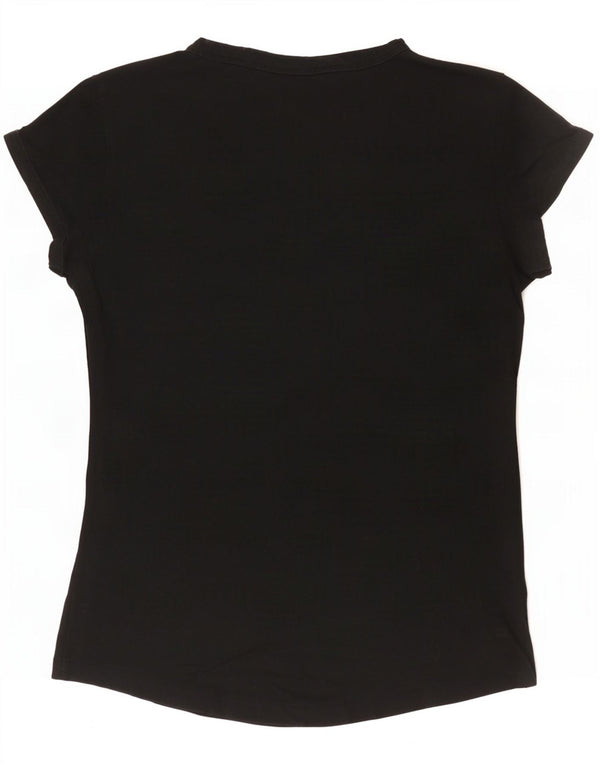 Ellesse Womens Heritage Graphic T-Shirt Top UK 14 Large Noir Coton