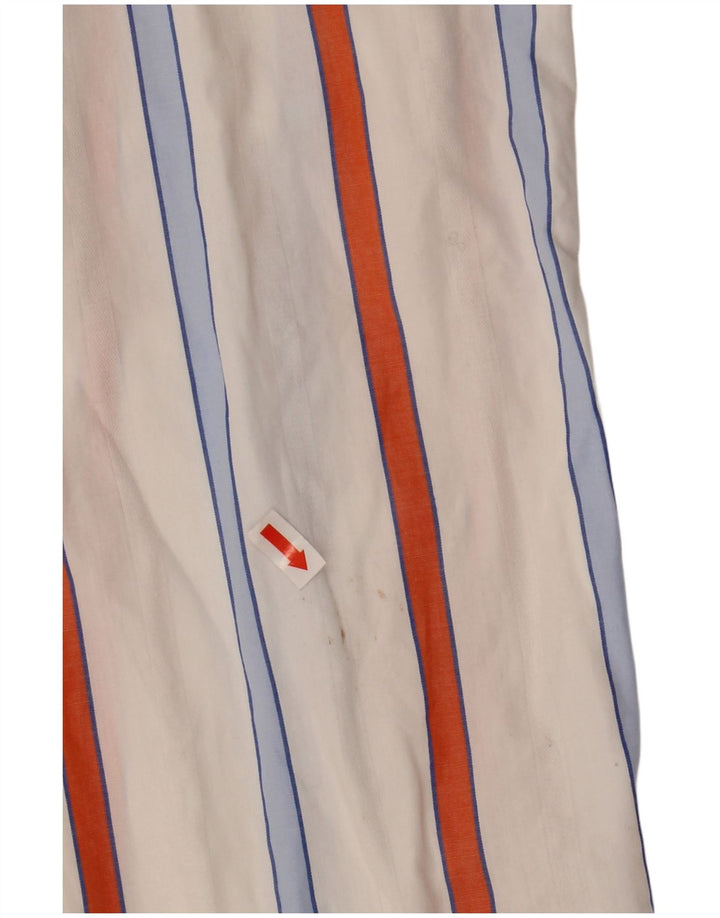 ENRICO COVERI Chemise à manches courtes pour homme Taille 42 Large Blanc Rayé