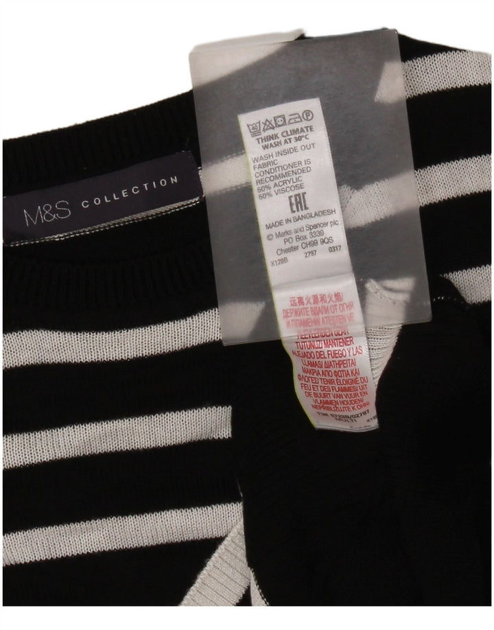 Marks & Spencer Pull ras du cou pour femme UK 14 Medium Noir Rayé