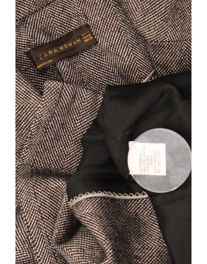 Caban Zara Femme UK 12 Polyester Gris Moyen À Chevrons