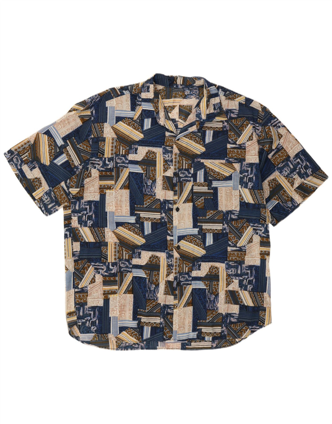 vintage Chemise à manches courtes pour hommes XL Bleu Patchwork