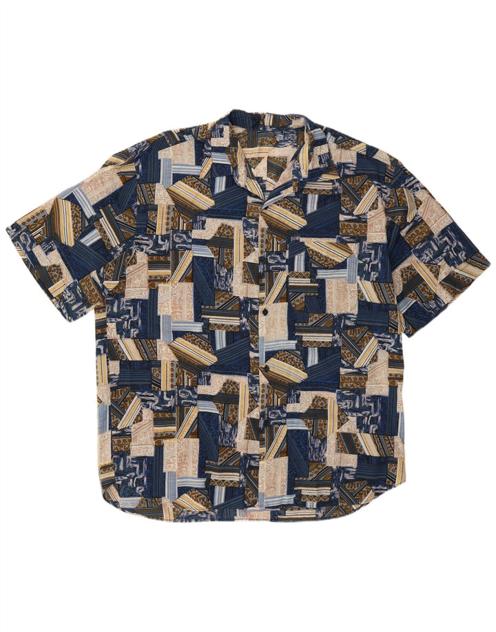 vintage Chemise à manches courtes pour hommes XL Bleu Patchwork