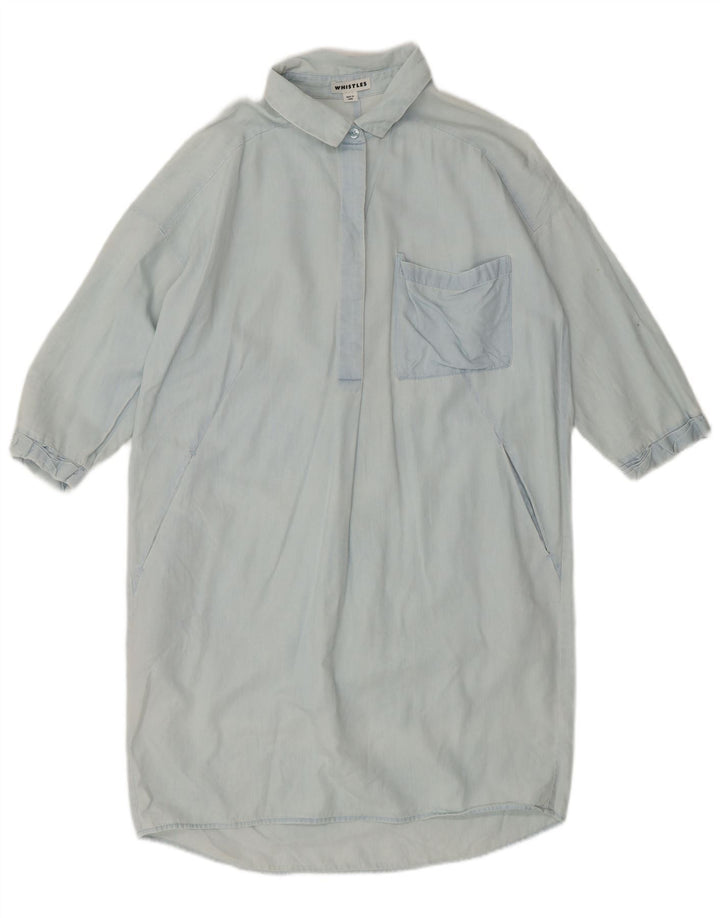 Whistles Robe chemise pull coupe ample pour femme UK 10 Petit Bleu Coton