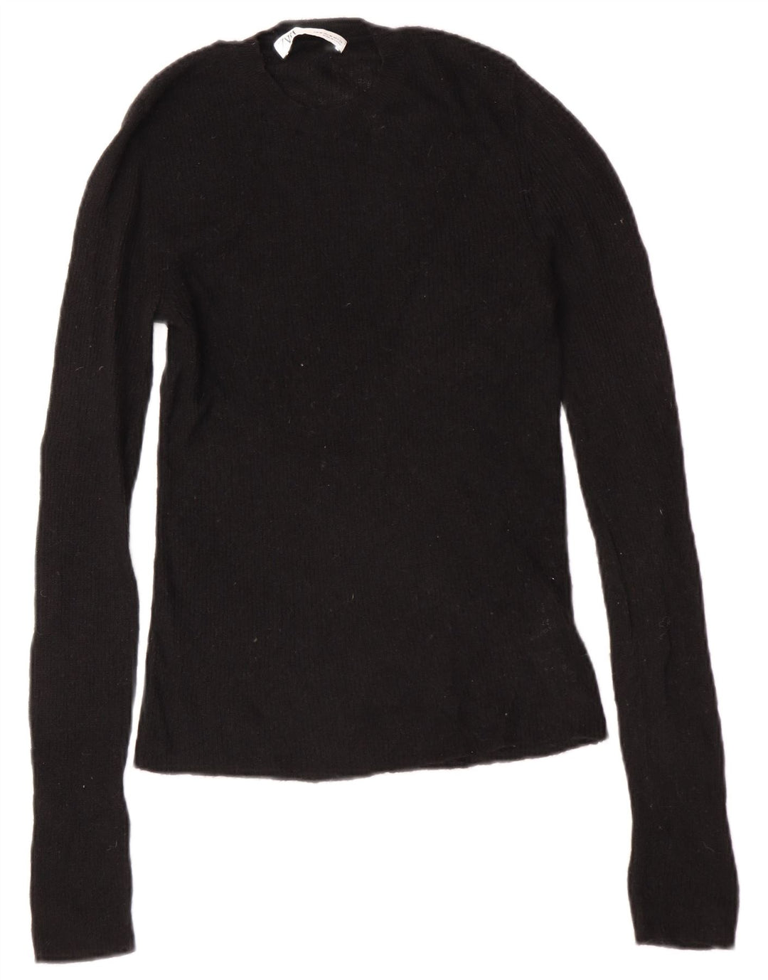 Zara Pull ras du cou pour femme UK 12 Medium Noir Polyamide