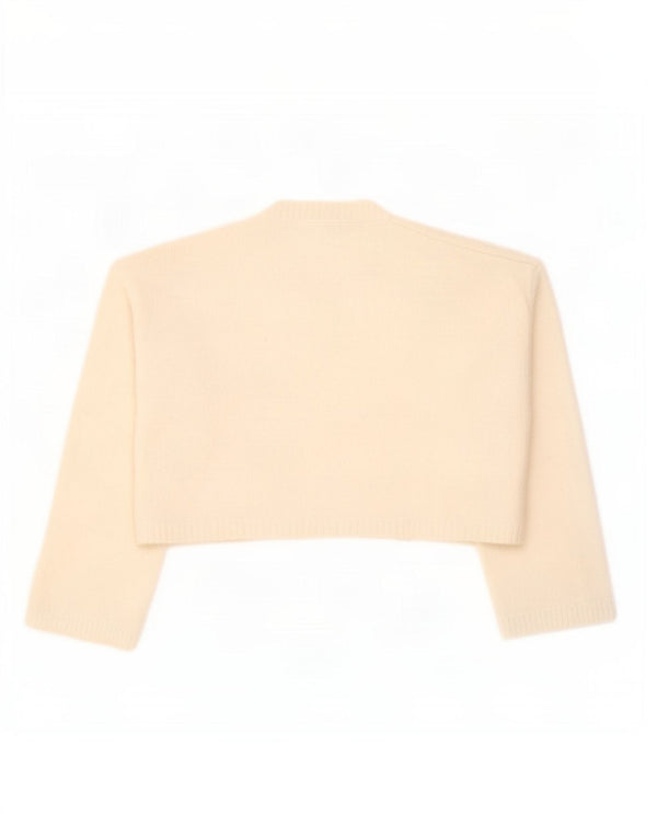 Zara Pull court à col rond pour femme UK 14 Medium Off White Nylon