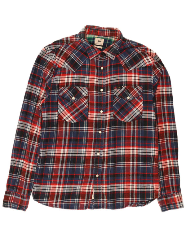Lee Chemise en flanelle coupe slim pour homme XL Coton à carreaux bleu