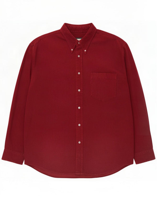 Chemise vintage en velours côtelé pour homme, grand coton bordeaux