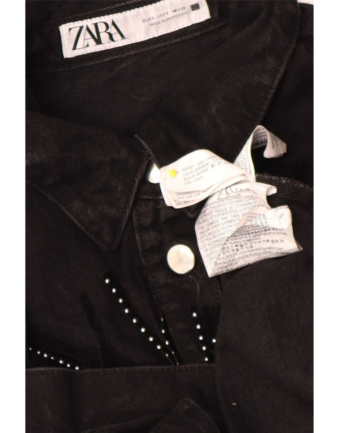 Zara Chemise en jean surdimensionnée pour femme UK 10 Petit coton noir