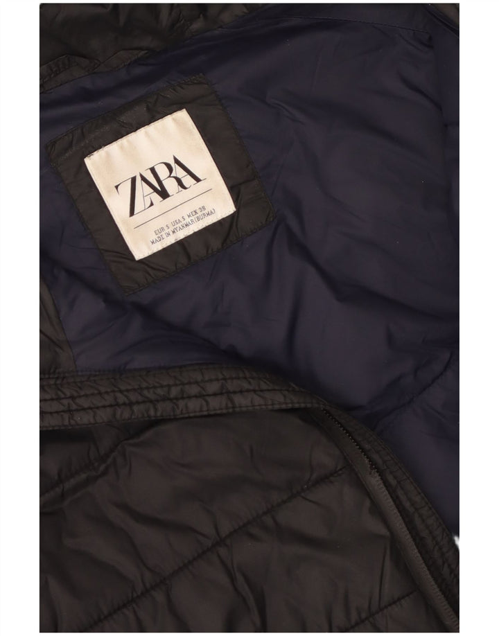 ZARA Veste matelassée à capuche pour homme UK 36 Small Noir