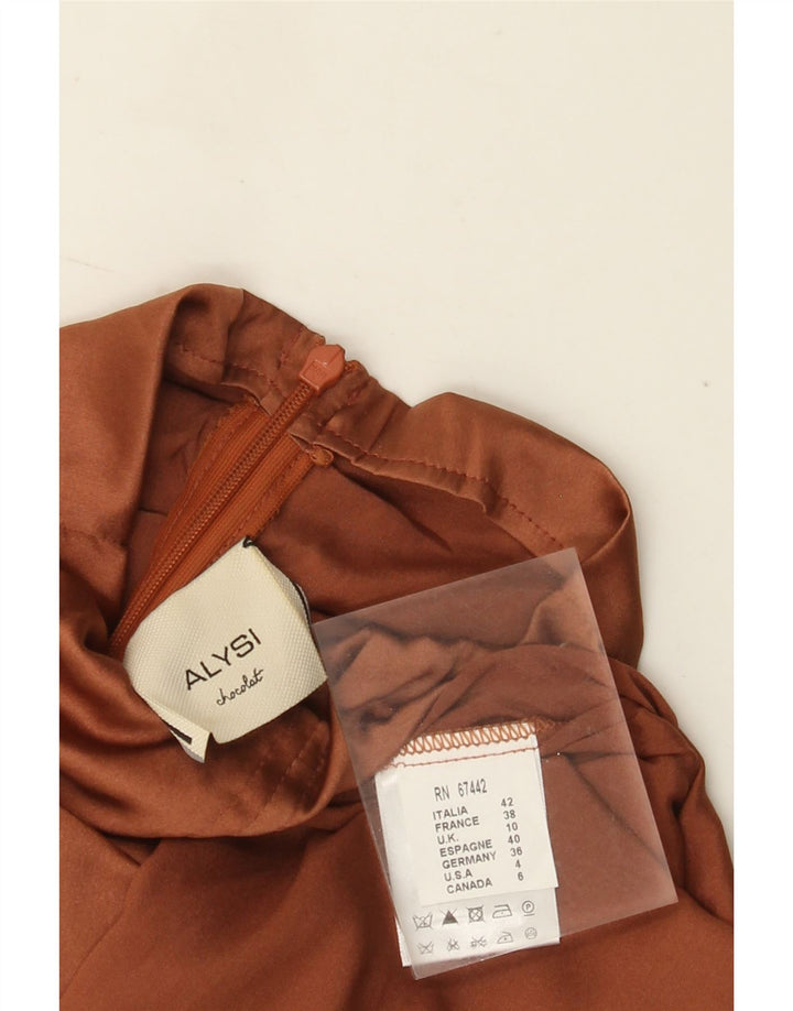 ALYSI Chemisier à manches longues pour femme UK 10 Petite soie marron