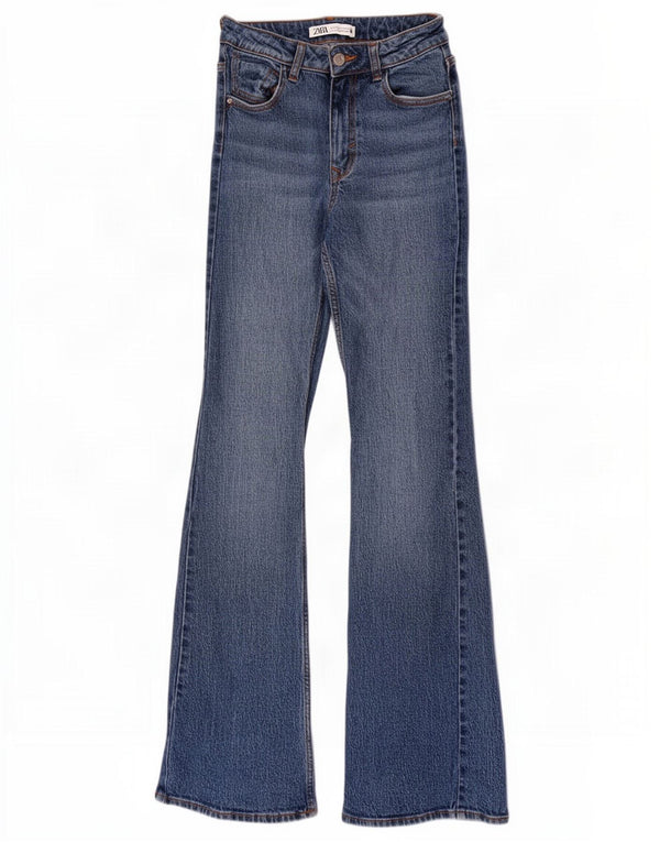 Zara Jean évasé femme EU 34 2XS W24 L34 Bleu Coton