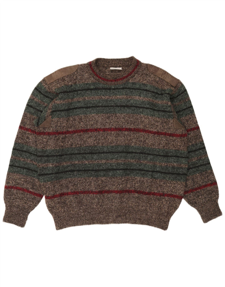Ranger Pull Col Rond Homme XL Marron Rayé Polyamide