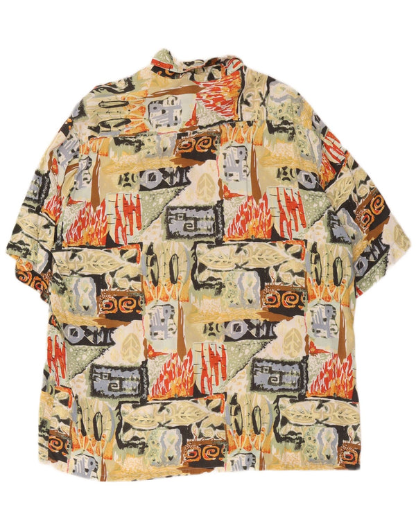 C&A Mens Short Sleeve Shirt Large Multicoloured Geometric Viscose