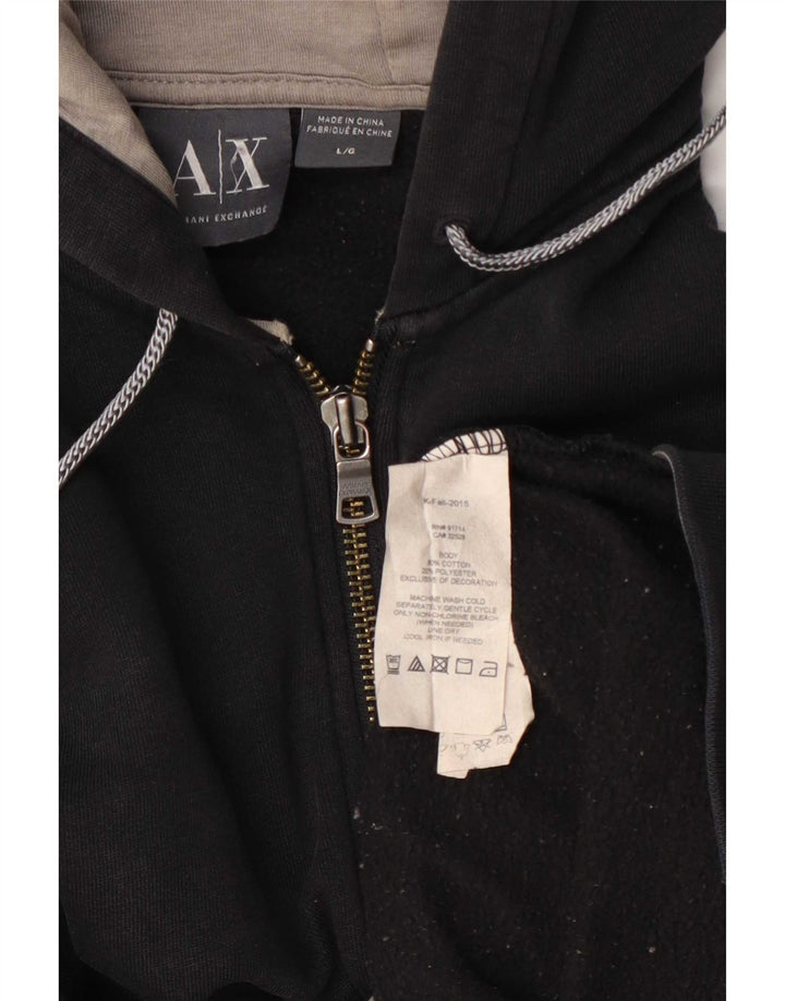 Armani Pull à capuche zippé pour homme Grand coton noir