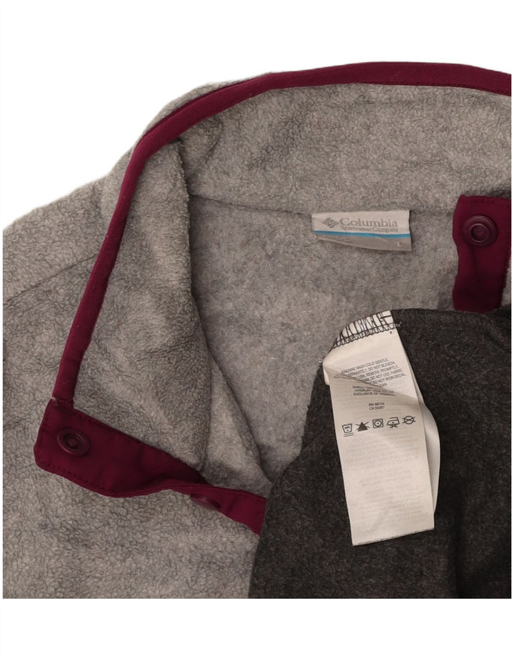 COLUMBIA Pull polaire à col boutonné pour femme UK 16 Large Gris Colorblock