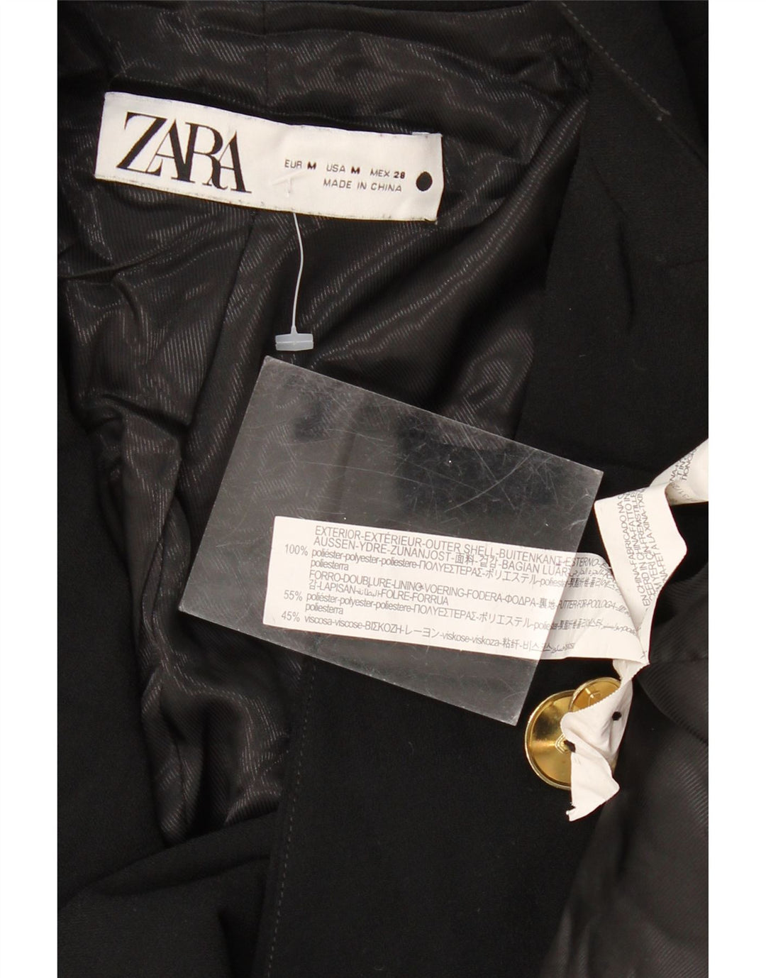 ZARA Femme Veste Blazer Croisée En Polyester Noir Moyen