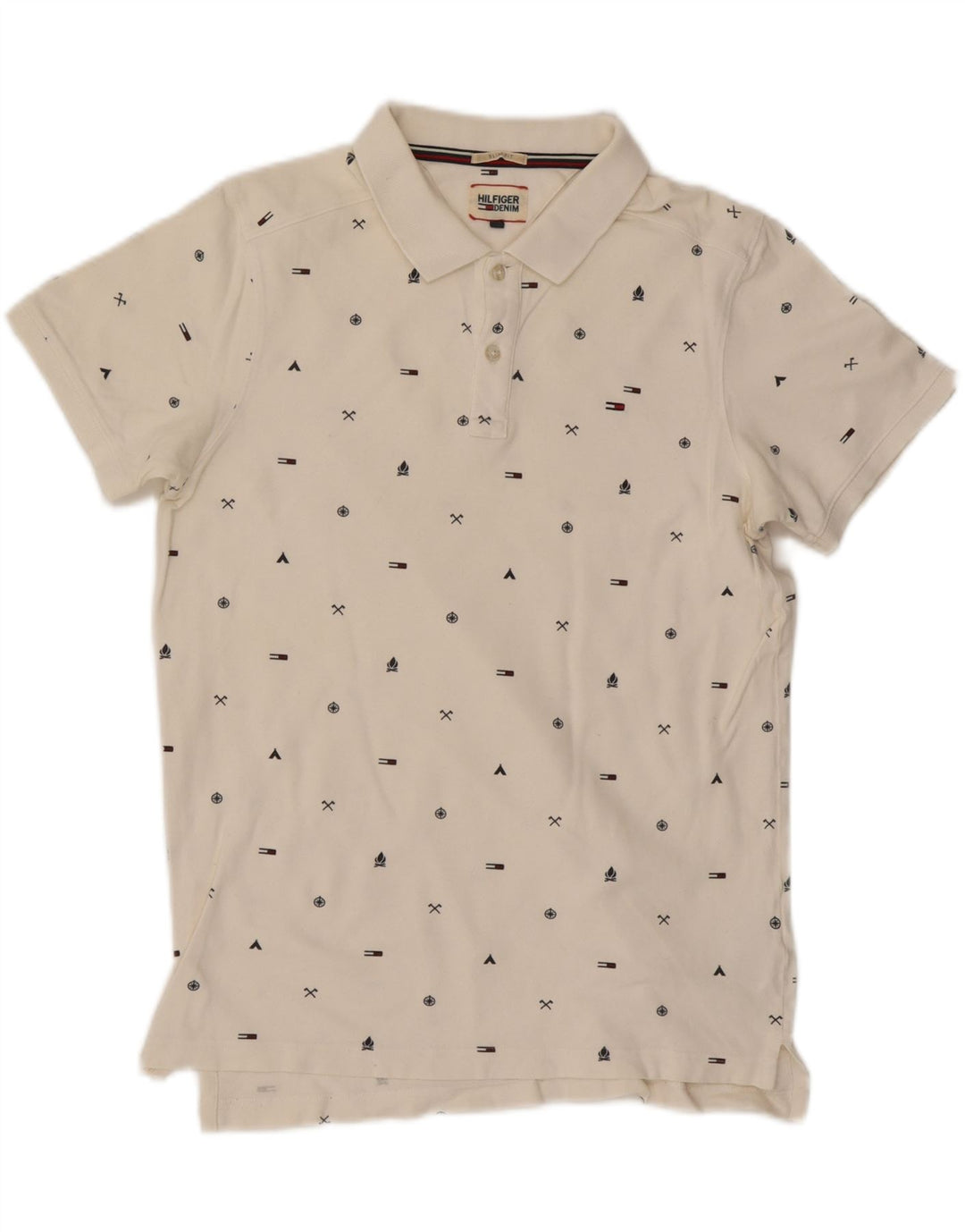 TOMMY HILFIGER Polo Graphic Slim Fit Homme Blanc cassé Coton
