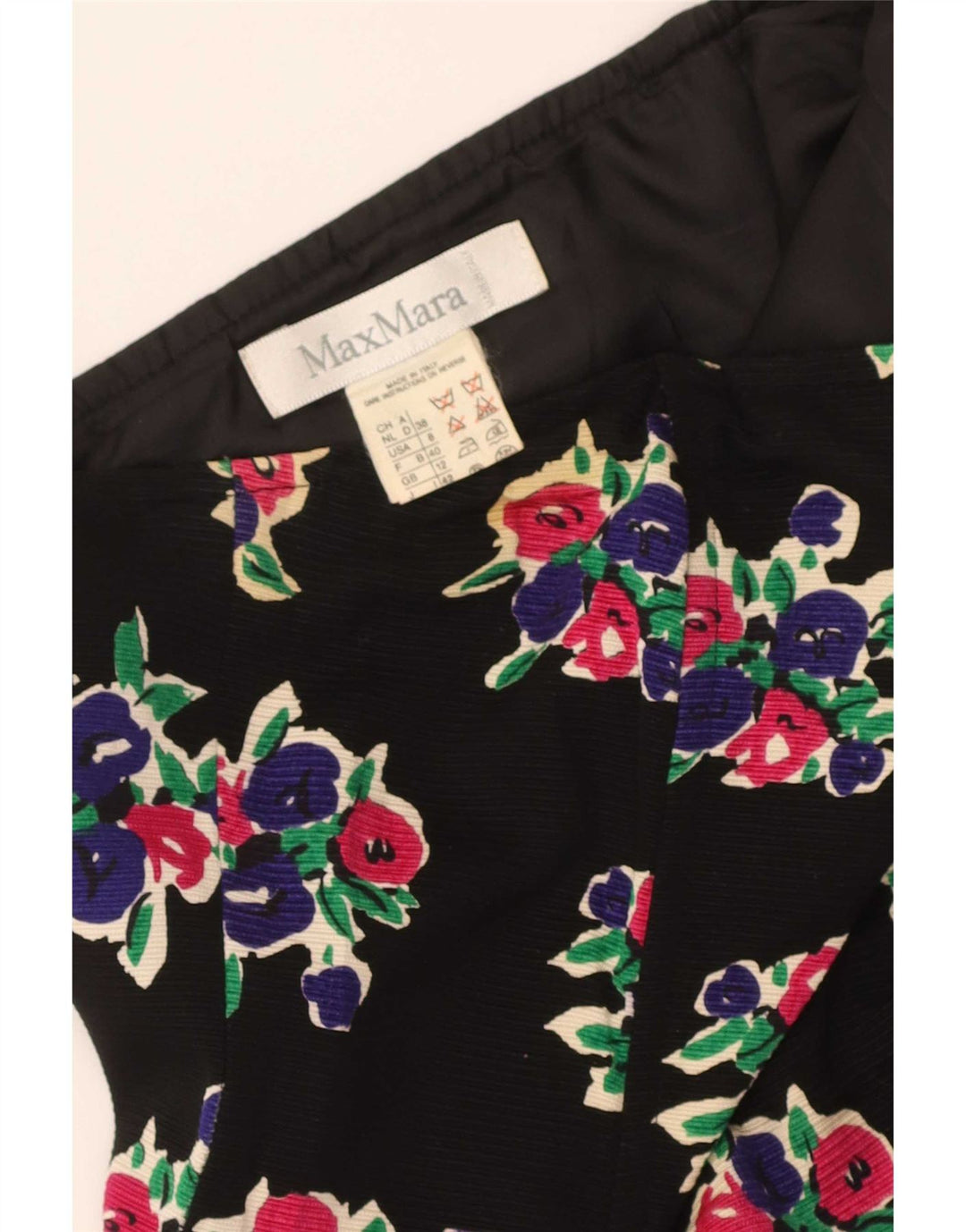 Max Mara Robe bustier pour femme UK 12 Coton floral noir moyen