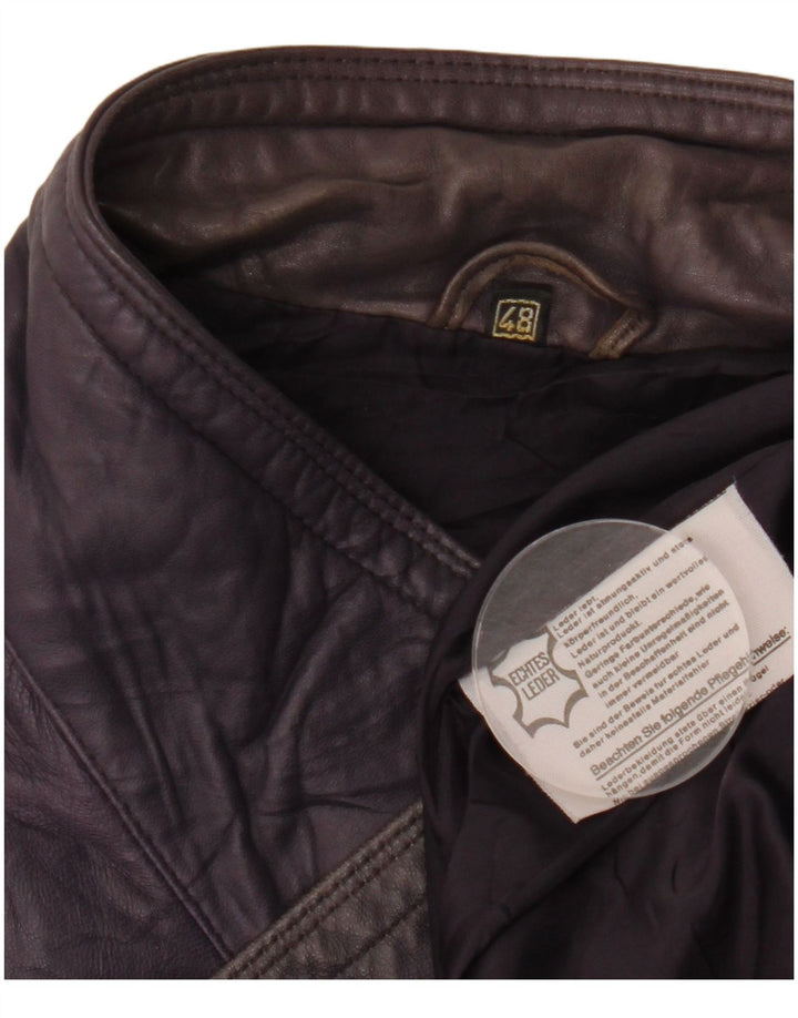 VINTAGE Manteau en cuir femme EU 48 2XL Cuir violet