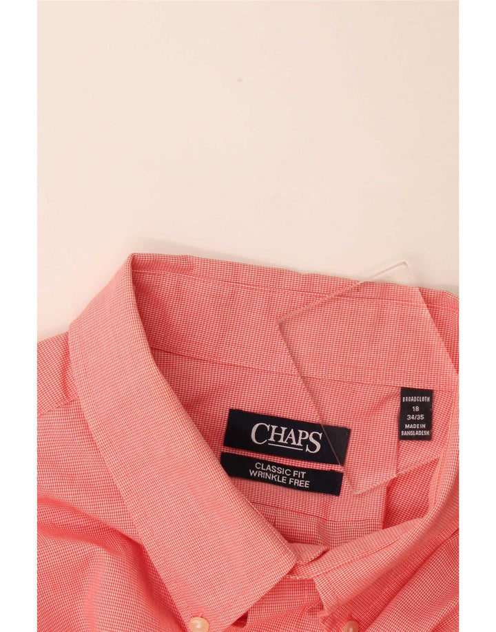Chaps Chemise coupe classique pour homme Taille 18 2XL Pied de poule rose en coton
