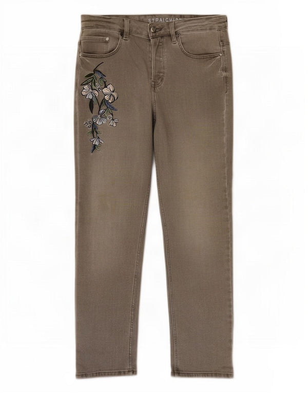 Marks & Spencer Jean droit pour femme UK 10 Small W30 L25 Gris Floral