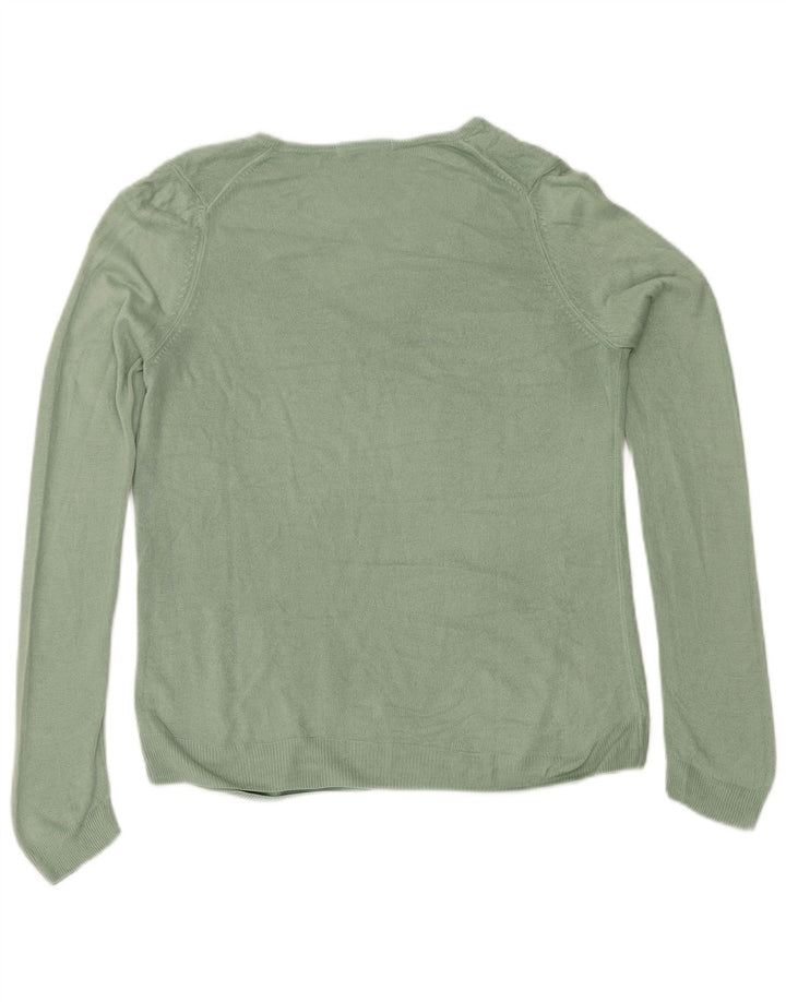 Marks & Spencer Pull col en V pour femme UK 12 Vert moyen