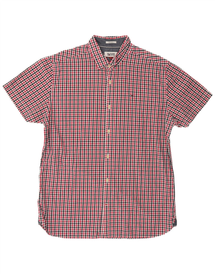 TOMMY HILFIGER Chemise à manches courtes coupe régulière pour homme Grand carreaux rouges