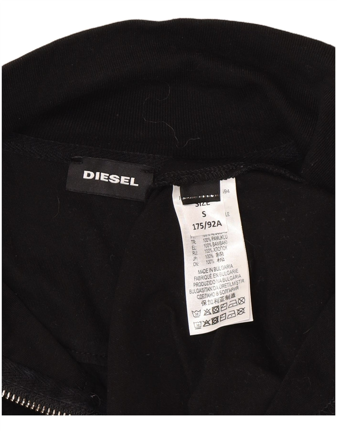 Diesel Pull graphique à col zippé pour homme Petit coton noir
