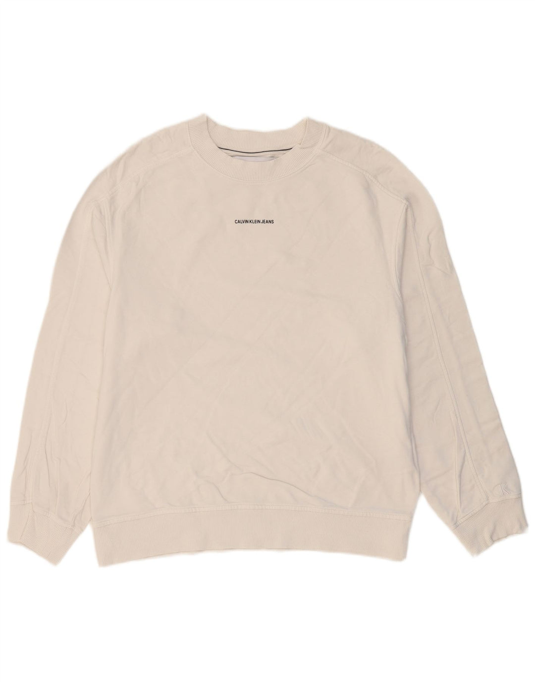 CALVIN KLEIN JEANS Pull Sweatshirt Homme Blanc Moyen Coton